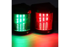 HEADERBS Bateau Vert Tribord et Rouge Bâbord Noir Poupe, Paire de Feux de Signalisation IP66 Rouge Vert LED Voyant D'avertissement de Navigation pour Bateau Marin Yacht 12 V Ancre Signal Mât Lumière