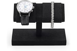 Papten Watch Display Stand Microfiber Double Watch Stand for Men Suitable for Display and Storage Bracelets, Watches and Bangles（black）