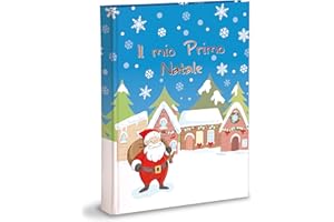 MARELI Album Fotografico Natale con 30 fogli (60 pagine) in cartoncino spesso e resistente intervallato da pergamino, 20x25 Il Mio Primo Natale My First Christmas