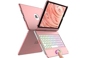 aMZCaSE for iPad Keyboard Case 10.2-360° Flip Hard-Shell Slim Cover with Wireless Bluetooth Keyboard, 7 Backlight, Auto Sleep/Wake for iPad 9/8/7th Gen (Pink)