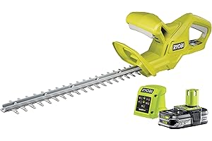 RYOBI 18V ONE+ Akku-Heckenschere RY18HT40A-115 (Messerlänge 40cm, Schnittstärke 16mm, diamantgeschliffene Klingen, inkl. 1x Messerschutzhülle, 1x 1,5Ah Akku & Ladegerät)
