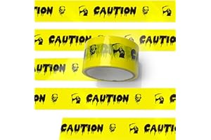 ONEMEAN caution tape halloween,black and yellow caution tape,crime scene caution tape,police lockdown tape,for Halloween Decorations Party Workplace Danger Areas-4.8CM*25M (CAUTION)