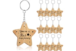 Namalu 12 Pieces School Leaver Star Keyring Gifts Class of 2024 End of Term Star Token Favor Teacher to Pupil Leaving Gift You're a Star Keep Shining End of Term Gifts for Children Wooden Token