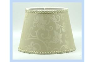 PAOLO ROSSI Paralume coprilampada classico in tessuto damascato avorio con rifinitura, produzione propria - Made in Italy (Tronco Cono, cm 30)