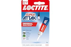 Loctite Super Attak Original Scuola e Ufficio, Colla Liquida Trasparente con Tripla Resistenza e Istantanea, Colla Resistente per Gomma, Metallo, Ceramica, Legno, Cuoio, Pelle, 1 x 3 g
