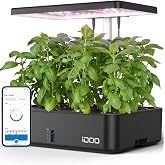iDOO WiFi Smart Garden System, Hydroponic Culture, Kitchen Orchards, Automatic LED Lighting, Automatic Timer, Fan, 12 Pods, H