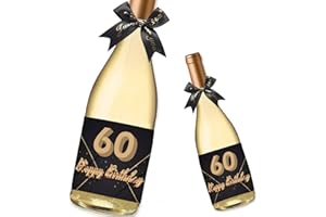 ‎GUGUGO GUGUGO 10 Stück 60. Geburtstags Flaschenetiketten Set, 60.Geburtstag Geschenk, Happy Birthday Etikett, Personalisierte Aufkleber Weinflaschen Selbstklebend Geschenke Deko 60. Geburtstag Frau Mann