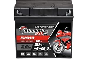 BlackMax G19 51913 Motorradbatterie GEL 12V 21Ah Batterie 519013017 ABS 19Ah