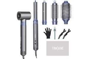 TANSHINE 5 en 1 Brosse Soufflante Air Styler,1400W Seche Cheveux Professionnel 200 Millions Ionique,Auto Hair Wrap silencieux Brosse Lissante,Bouclés,Volumateur,Brosse Thermique Chauffante Brushing