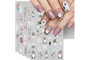 ‎JMEOWIO JMEOWIO Nagelsticker Glitzer Weihnachten 10 Blatt Nail Art Sticker Selbstklebend Nagelaufkleber Schneeflocken Winter Dekoration Nageldesign Zubehör