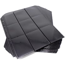 50 Feuilles De Rangement Cartes 24 Pochettes Noires Sideloading 11 Trous - MTG PKM YGO