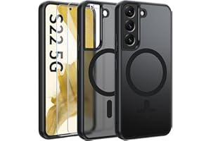 Opkiegrn Magnetisch HandyHülle Kompatibel mit Samsung Galaxy S22 5G Kompatibel mit MagSafe mit 2 Schutzfolie, Vollständiger Kameraschutz, Stoßfest Dünn Durchscheinende Matt SchutzHülle (Schwarz)