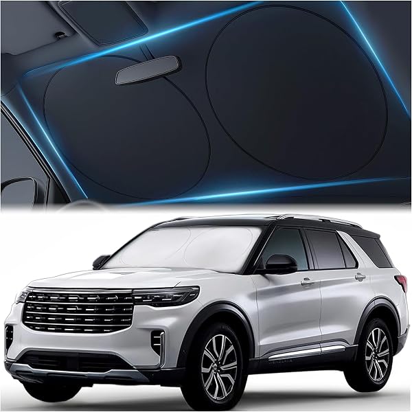 Magnelex car windshield sunshade with bonus steering wheel cover sun shade. reflective polyester blocks heat and sun. fo