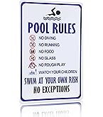 Cartel De Normas De Piscina En PVC - "POOL RULES" En Inglés, Resistente A La Intemperie, Varias Medidas