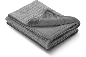 ‎MEDISANA medisana HB 680 Kuschelheizdecke, Kuscheldecke im Strickmuster mit Abschaltautomatik, waschbar, Grau, 3 Temperaturstufen 160 x 120 cm, 2-farbig Wendeoptik