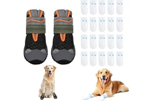 Meunhy Dog Boots for Injured Paws Waterproof, Dog Shoes for Injured Paws with 20 Pcs Disposable Pet Waterproof Foot Covers, Reflective, for Rainy Snowy Breathable, Hot Pavement (Black,S)