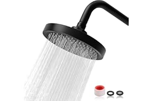 Ducha Alcachofa, PARFCO Alcachofa de Ducha Cuadrada Negro, 15CM Cabezal de Ducha que Ahorra Agua Rosca Universal de 1/2 Pulgada Giratoria de 360°