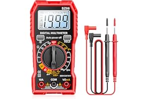 GOMETY Multimètre numérique avec 1999 comptes, ampèremètre voltmètre pour tension CA/CC, courant CC, continuité, résistance, diode avec grand écran LCD et support pliable, testeur de tension pour
