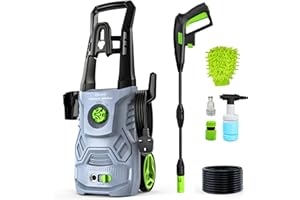 PATOOLIO Pressure Washer, 135Bar 360L/H Electric Pressure Washers with 37 Feet Total Long High Pressure Washer Foam Cannon, 4 Nozzles for Cars, Fences, Patios, Decks, Patios and Driveway
