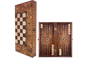 HELENA WOOD ART Jeu de Backgammon en Bois Fait à La Main, Tavla, 100% Bois, Édition de Luxe, Jeu de Société Familial, Sac Inclus