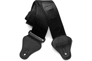 TIGER STP2-BK Sangle de guitare en nylon pour guitares acoustiques, classiques, électriques et basses - Noir