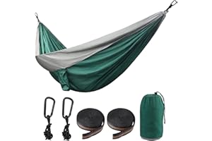 Yumcute Hamacas Colgantes,Hamaca de Jardín Transpirable y Cómoda para Camping,Capacidad de Carga de hasta 300 kg de Hamaca al Aire Libre,con Bolsa de Viaje al Aire Libre,300 x 200cm Verde Gris