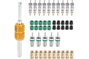 ACOUTO Air Conditioner Valve Core, 46PCS/Set Schrader Valve Cores Dismantling Remover Installer Tool A/C for R410/R22/R134a