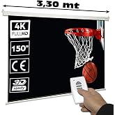 Motorized Projection Screen 150", Fabric Dimensions 3 x 2.20 Meters, Steel Box 3.30 Meters, Screen for Electric Projector wit