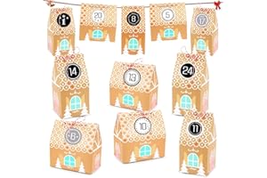 Sprinlot Cajas de Regalo Navidad, 25 Cajas de Regalo para Fiestas de Navidad, 2 Pegatinas de Adviento, Caja de Dulces Navideños, Calendario de Adviento, Decoración de Navidad DIY