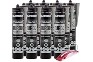 Quiadsa Fija Plus Turbo Polimero 290ml + Llavero Bricolemar de Regalo (12 x 290ml - Gris)