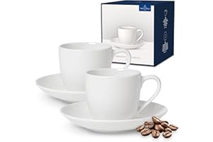 Villeroy & Boch - for Me Set di Tazze E Tazze Senza Manico Set di 4 Bianco, Lavabile in Lavastoviglie, Adatto per Microonde, Servizio caffè, Set Tazzin, Set da caffè, Porcellana Premium
