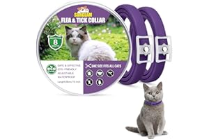 SURGLAM Collare Antipulci e Zecche per Gatti, Collare Antipulci per Gatti Impermeabile Misura Regolabile e Naturale con Protezione di 8 Mesi, pulci e zecche Trattamento Efficace per Gattini (Viola-2 Packs)