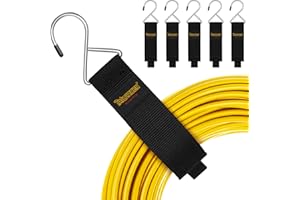 Trilancer Verlängerungskabel-Organizer & Aufhänger bis 22 kg (6er Pack).Klettbänder mit Metallhaken für Kabel,Seile, Schläuche.Organisation und Aufbewahrung in Haus,Garage und Werkstatt (33 x 3,8cm)