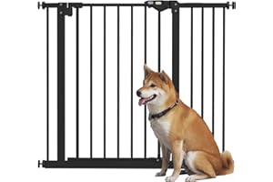 PawHut Cancellino per Cani e Animali Domestici 2 Estensioni Larghezza Regolabile Fino 94 cm e Chiusura Automatica, Nero