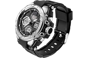 FINDTIME Montre Militaire Tactique de Sport pour Homme Chronomètre à Grand Cadran, Alarme, Double Affichage de l'heure, rétroéclairage, Montre-Bracelet étanche pour l'extérieur, analogique numérique