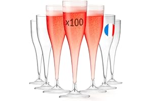 Table'Colors Pack de 100 Flûtes 12 cl Champagne Luxe Lavable, Réutilisable, Fabriquée en France - Idéal pour Événements - Design Moderne
