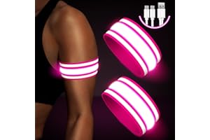 FOKIA KUNBIO Led Armband Aufladbar,2 Stück Reflective LED leucht Armbänder Lichtband Kinder Leuchtbänder USB Reflektorband Leuchtarmband Reflektorband Nacht Sicherheits Licht für Joggen Laufen Running