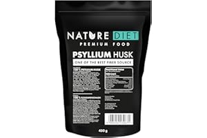 Nature Diet Bucce di Psillio | 450 g | Ricco di Fibre | Vegano, Senza Glutine & Senza Lattosio | Per Dieta Keto & Low-Carb | Ideale per Bevande & Ricette, 450g