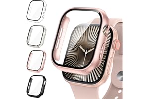 Neitra 4 Pièces Coque pour Apple Watch Serie 10 42mm, Anti-Rayures Protection Écran en Verre Trempé, Coque de Protection Intégrale Ultra Mince, Boîtiers de Protection pour iWatch 42mm 2024
