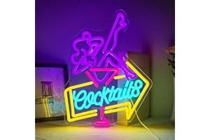 ineonlife Lady Cocktail Neon Sign Dimmable Led Neon Signs Colorful Bar Women Neon Lights for Wall Decor for Home Bar Cart Summer Beach Restaurant Man Cave Beer Cafe Bistro Club Party Decor