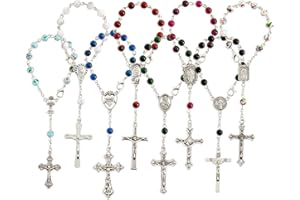 JUVALE Braccialetti Mini Rosario Cattolici, Confezione da 24, Perle da Preghiera, Bomboniere di Battesimo, 8 Colori