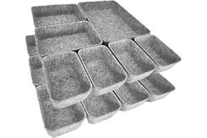 Cbilzxer Praktisches Schubladen Organizer Filz - 14er-Set, Waschbare Filz Organizer für Schminktisch für Selbst gestalten der Schubladen (14er-Set Hellgrau)