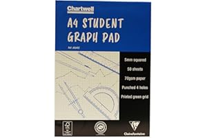 ‎CLAIREFONTAINE Clairefontaine J6Q4BZ - Chartwell Block geleimt, 50 Blatt, DIN A4 70g Millimeterpapier quadratisch, Weiß/hellgrün, ideal für technische Zeichnung mit Graphitstift, 1 Stück