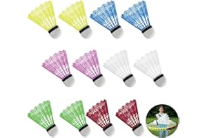 DALAETUS 12 Pcs Nylon Badminton Set, Plastic Shuttlecocks, Stability and Durability, Coloured Badminton for Indoor Outdoor Sports Fitness Game