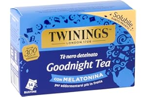 Twinings, Goodnight Tea, Tè Nero Deteinato Solubile, Camomilla con Melatonina per Addormentarsi più in Fretta, Gusto Vellutato, Infusi e Tisane, 1 Confezione da 14 Bustine