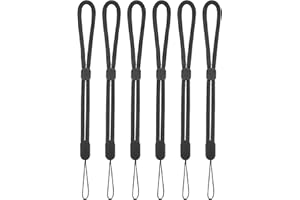 cobee Lanière de dragonne à main, 6 lanières de dragonne en nylon réglables Sangles de poignet pour téléphone portable Caméra Clés USB Portefeuille Insigne d'étiquette de nom d'identification(noire)