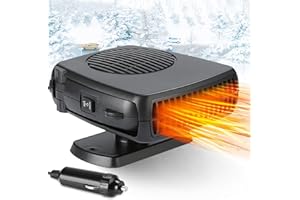Leaflai 12V Chauffage de Voiture – Chauffage de Voiture Portable à Brancher sur l'allume-Cigare, Ventilateur 2 en 1 Chauffant/refroidissant, dégivreur de Pare-Brise pour Toutes Les Voitures
