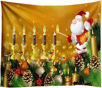 Immagini Natale In Hd.Xiaobaozigt Arazzo Di Natale Hd Arazzo Multifunzionale Candela Natalizia Stampa Digitale Tovaglia Coprimuro Coperta Di Sabbia Oggettistica Per La Casa 150 230cm Amazon It Casa E Cucina