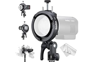 Godox Support de flash universel S3 avec fixation Bowens - Compact, portable, réglage de l'angle de ± 90°, montage sûr pour flash V1/V860II/TT350/AD200/AD300, convient aux boîtes souples jusqu'à 120