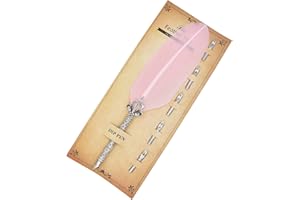 Gullor - Penna calligrafia con penna a forma di piuma e 5 pennini per calligrafia per principianti e bambini, set di penne a forma di penna a sfera, rosa